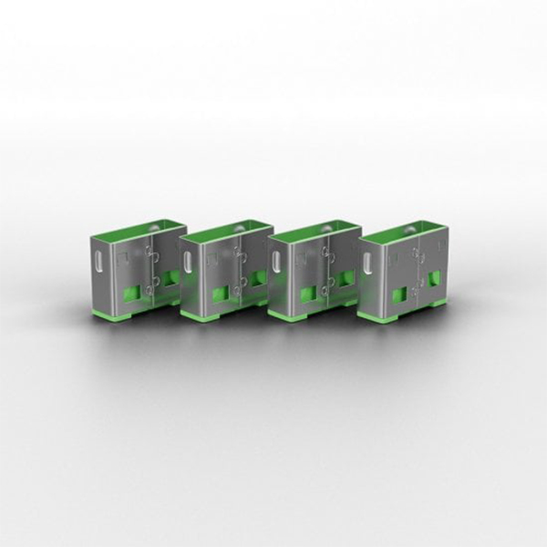 Lindy USB Type A Port Blocker Key - Pack of 4 Blockers, Green